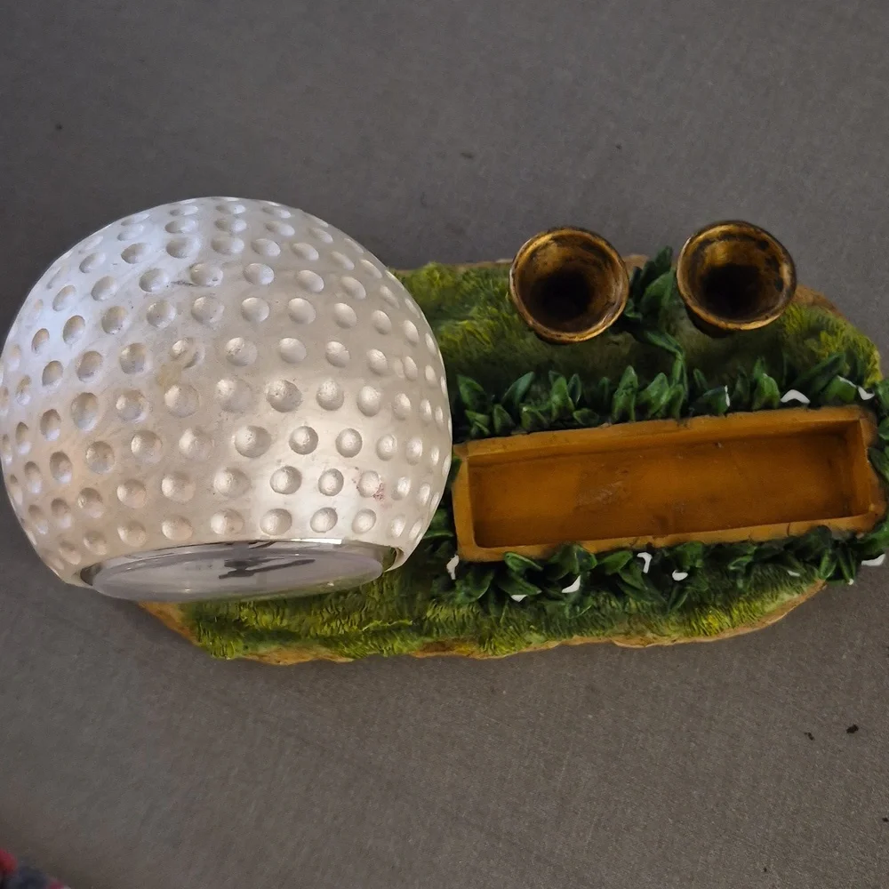 Vintage Golf Ball Clock, Pen & Business Card Holder Desk Decor